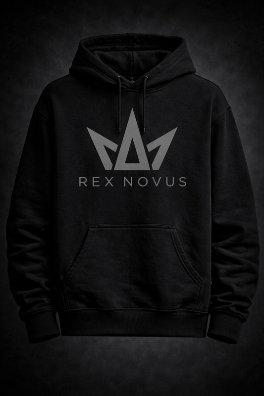 Rex Novus wordmark black premium heavyweight hoodie luxury apparel Canada